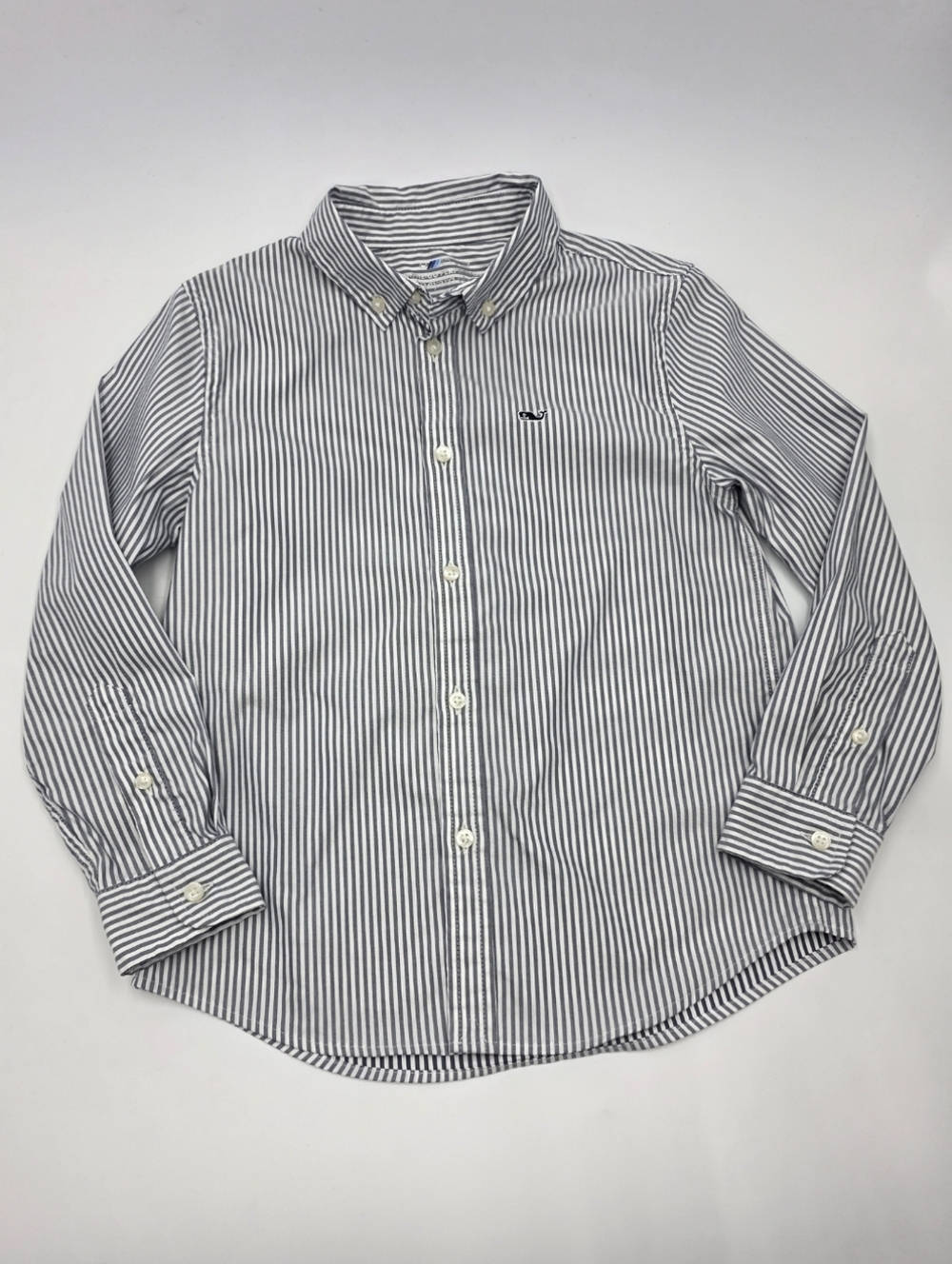 Vineyard Vines boys' navy stripe On-the-Go performance button down size 7